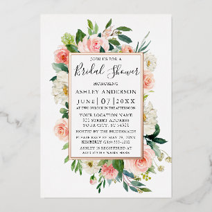 Bridal Shower Watercolor Pink Floral Rose Gold