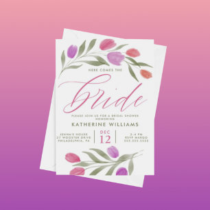 BRIDAL SHOWER Watercolor Tulip Floral Invitation