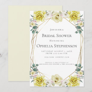 BRIDAL SHOWER Watercolor Yellow Flowers Invitation