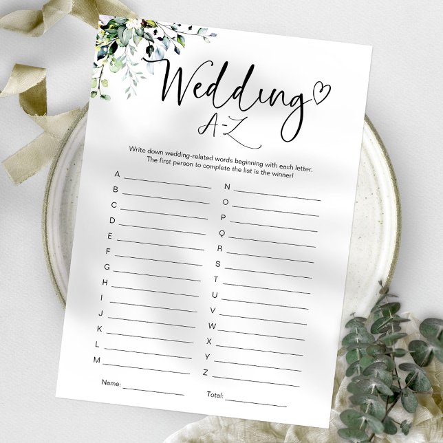 Bridal Shower Wedding A-Z Game Invitation (Creator Uploaded)