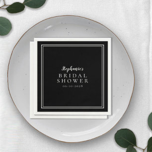 Bridal Shower Wedding Black & White Simple Modern Napkin
