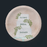 Bridal Shower, Wedding Cake with Greenery Paper Plate<br><div class="desc">This pretty tiered wedding cake watercolor with greenery makes a lovely paper plate for your bridal shower. You may customise all the text for your event.</div>