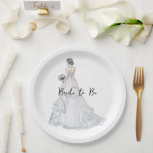 Bridal Shower Wedding Dress Bride to Be Paper Plate