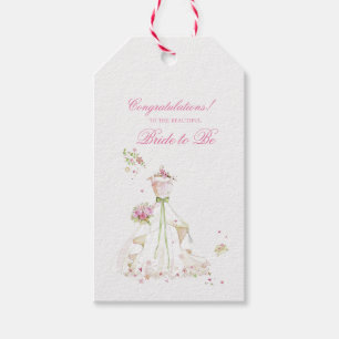 Bridal Shower Wedding Dress Congratulations Gift Tags