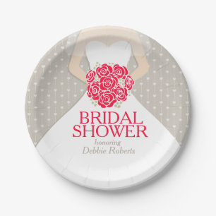 Bridal shower wedding dress custom paper plates
