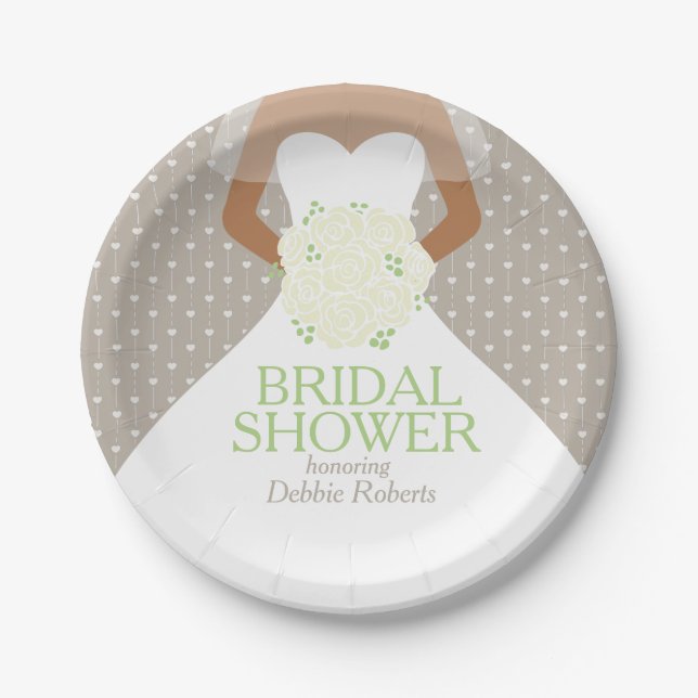 Bridal shower wedding dress custom paper plates (Front)