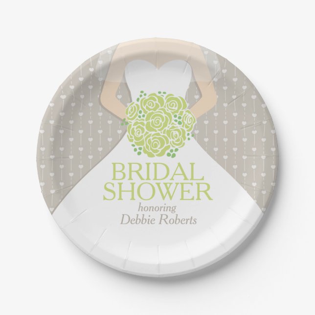 Bridal shower wedding dress custom paper plates (Front)