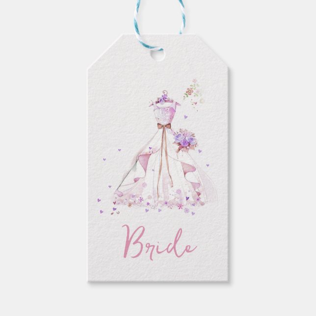 Bridal Shower Wedding Dress  Gift Tags (Front)