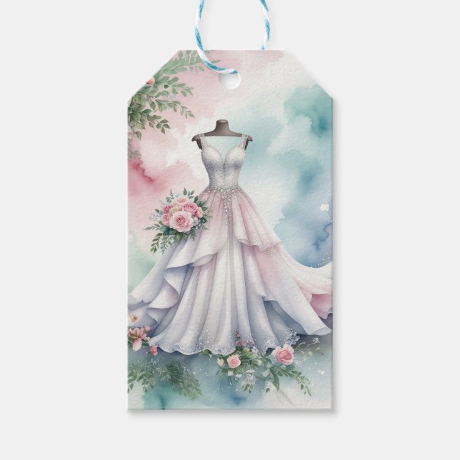 Bridal Shower Wedding Dress Gift Tags (Front)
