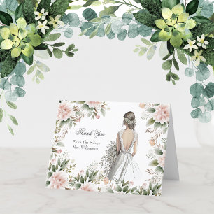 Bridal Shower Wedding Dress Thank you Cards