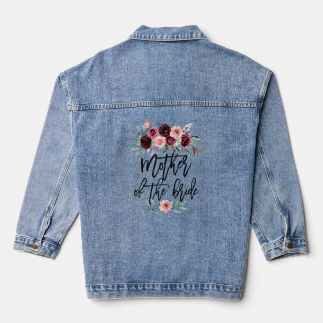 Bridal Shower Wedding For Bride Mum Mother Of The  Denim Jacket (Back)