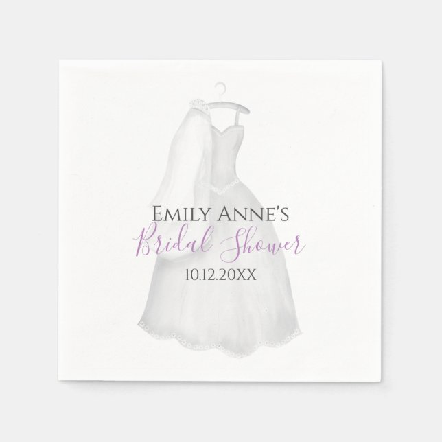 Bridal Shower Wedding Gown Cute Pretty Bride Napkin (Front)