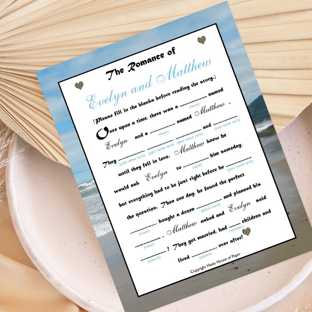 Bridal Shower Wedding Libs Game - Beach (Creator Uploaded)