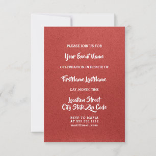 Bridal Shower Wedding Sweet 16th Bridal Red Invitation