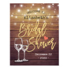Bridal Shower Welcome Rustic Wood Champagne Glass
