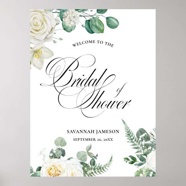 bridal shower welcome sign, eucalyptus bridal sign (Front)