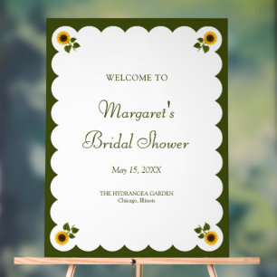 Bridal Shower Welcome Sign Green Sunflower 