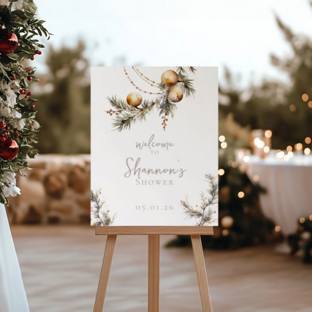 Bridal Shower Welcome Sign | Holly & Ornaments (Creator Uploaded)