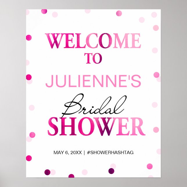 Bridal Shower Welcome Sign | Magenta Confetti (Front)
