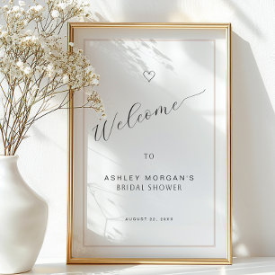 Bridal Shower Welcome Sign Minimal Black Script