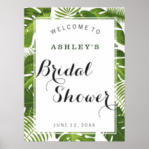 Bridal Shower welcome sign tropical leaves