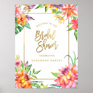Bridal Shower Welcome Sign Tropical Watercolors