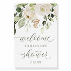 Bridal Shower Welcome White Floral Greenery