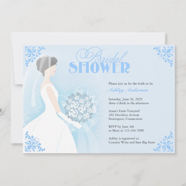 Bridal Shower White Dress Flat Invitation (Front)