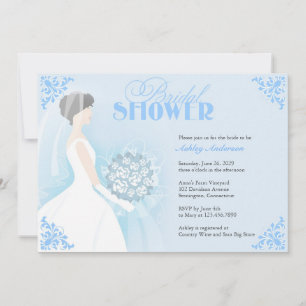 Bridal Shower White Dress Flat Invitation