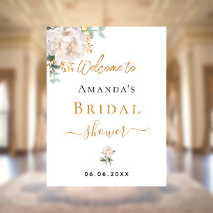 Bridal Shower white floral eucalyptus welcome Poster