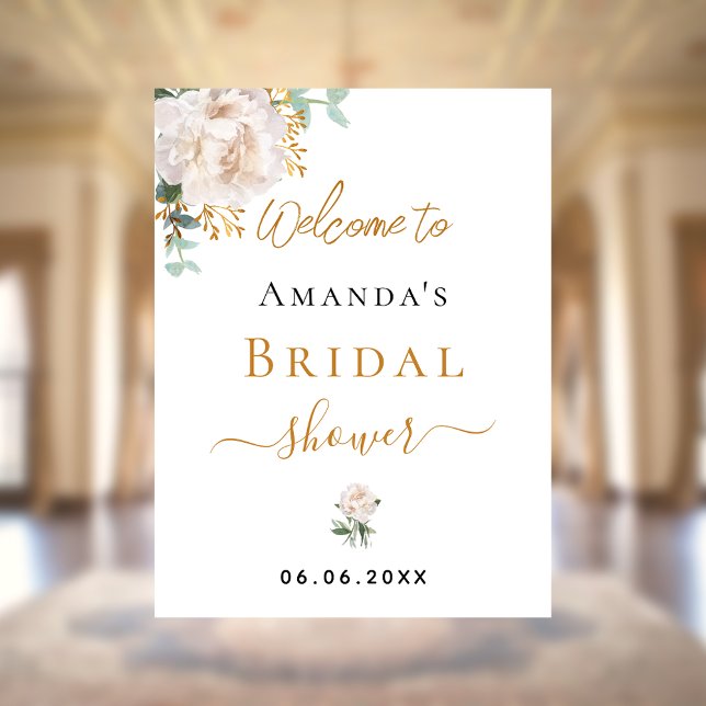 Bridal Shower white floral eucalyptus welcome Poster (Creator Uploaded)
