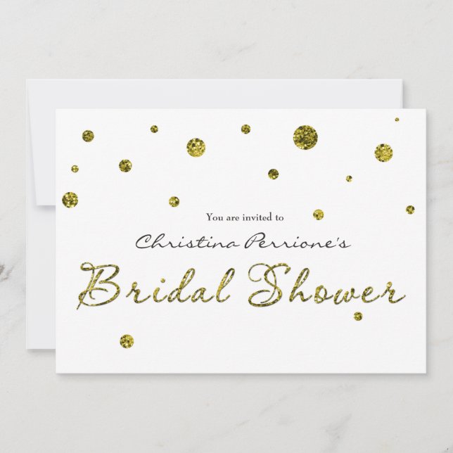 BRIDAL SHOWER White Gold Glitter Modern Card (Front)