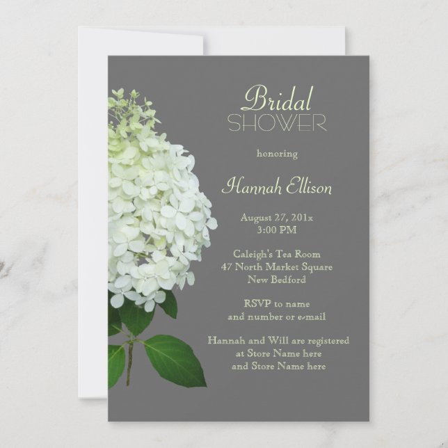 Bridal Shower White Hydrangea Botanical Invitation (Front)