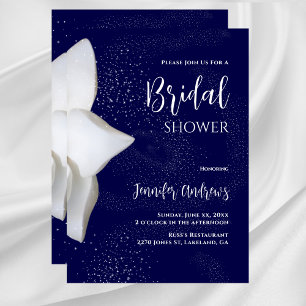 Bridal Shower White Magnolia Elegant Navy Invitation