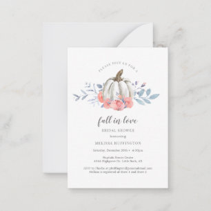 Bridal Shower White Pumpkin Pink Rose Fall in Love Card