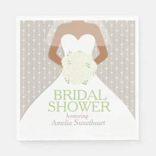 Bridal shower white wedding dress white roses napkin