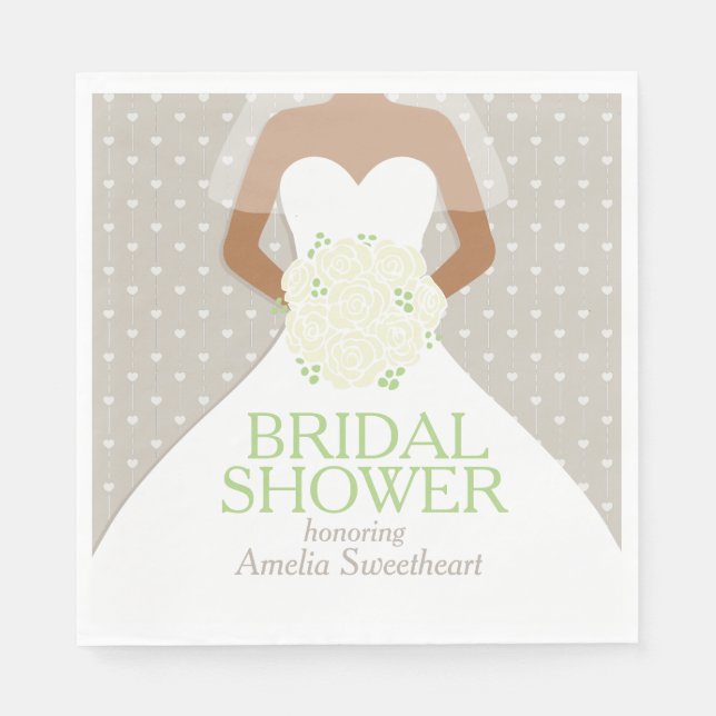 Bridal shower white wedding dress white roses napkin (Front)