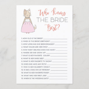 Bridal Shower Who Knows the Bride Best Game Card