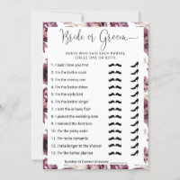 Bridal Shower Who Knows the Couple Best? Game Card