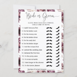 Bridal Shower Who Knows the Couple Best? Game Card