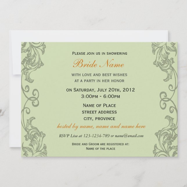 Bridal shower, Wild Roses Invitation (Front)