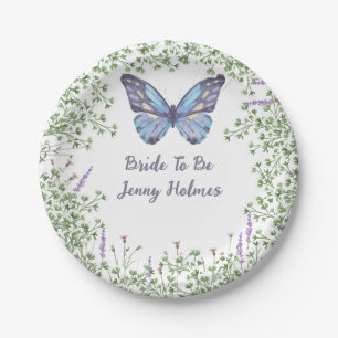Bridal Shower Wildflower Blue Butterfly Greenery  Paper Plate