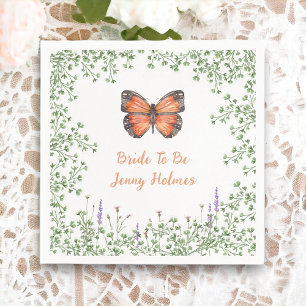 Bridal Shower Wildflower Orange Butterfly Greenery Napkin