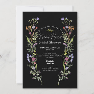 Bridal Shower Wildflowers Floral Ditsy Dark Invitation