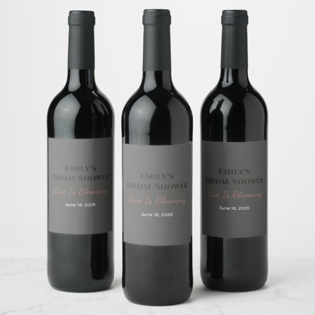 Bridal Shower Wine Labels | Love Is Blooming (Bottles)