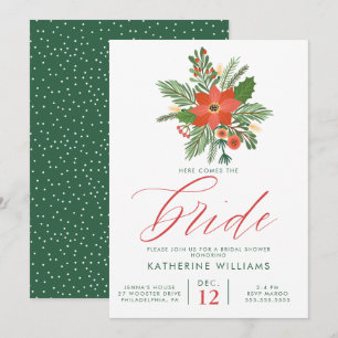 BRIDAL SHOWER Winter Christmas Bouquet Invitation