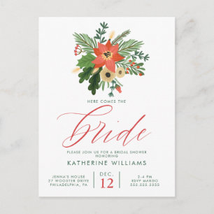 BRIDAL SHOWER Winter Christmas Bouquet Postcard