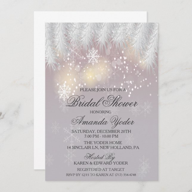 Bridal Shower Winter Snowflake Invitation (Front/Back)