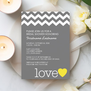 Bridal Shower with modern chevrons and heart Invitation