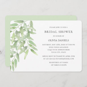 Bridal Shower with olive branches. Greenery garden Invitation